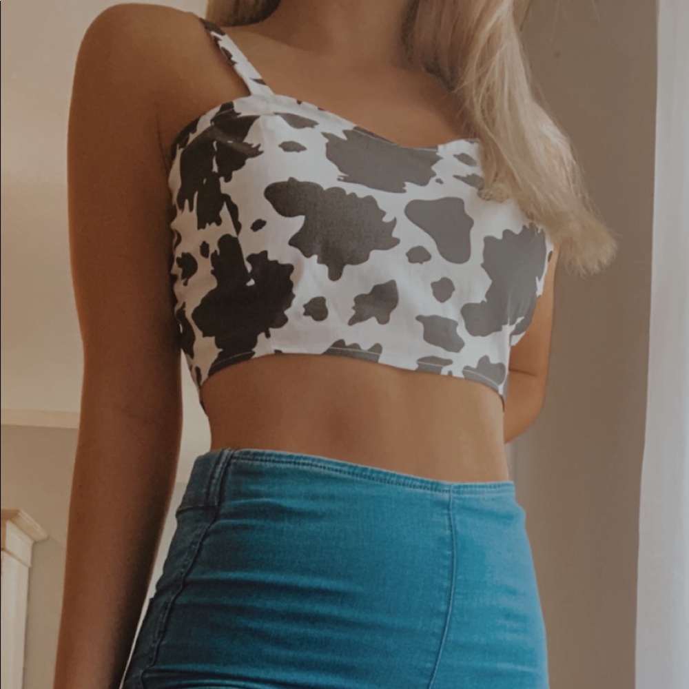 Cow print bustier top